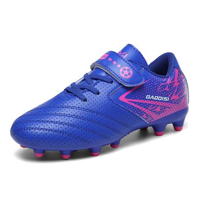 A Pair of Boys and Girls Four-season Leather Football Boots with Long Studs Wear-resistant Football Shoes Sizes 31-39