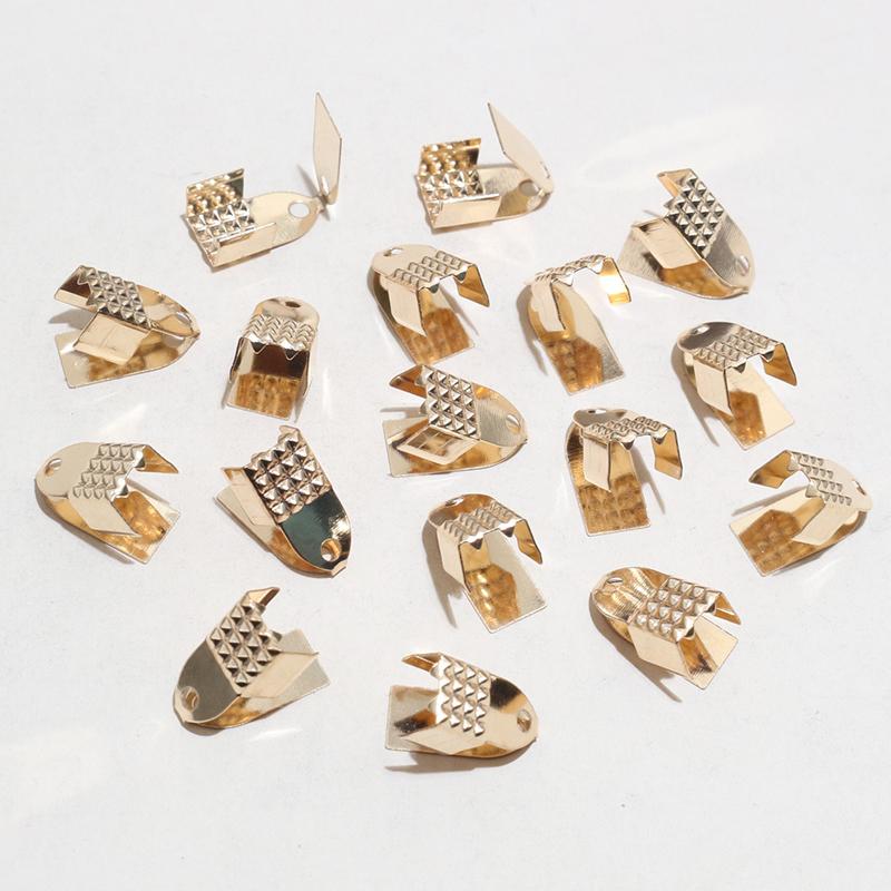 200pcs Cove Clasps Cord End Caps 4/5/6mm Width String Ribbon Leather Rope Clip Tip Fold Crimp Connectors DIY Jewelry Findings