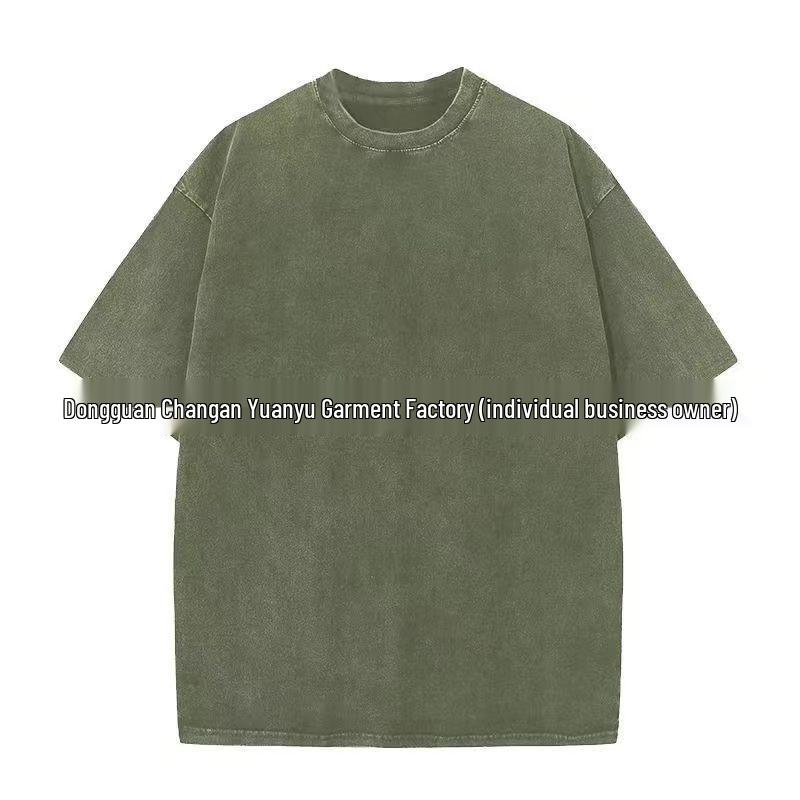 T-shirt unisex retrò in stile americano distressed in cotone pesante