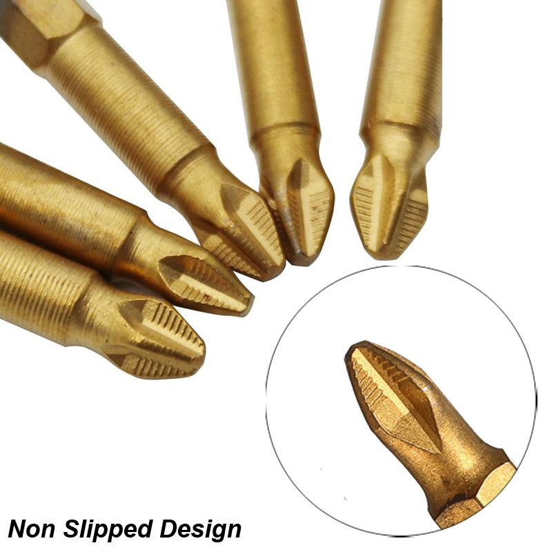 Phillips Screwdriver Bit Set PH2 Anti Non Slip 1/4 Hex Magnetic Fit Hand Electric Drill Driver Cross Titanium Coated Tool Part