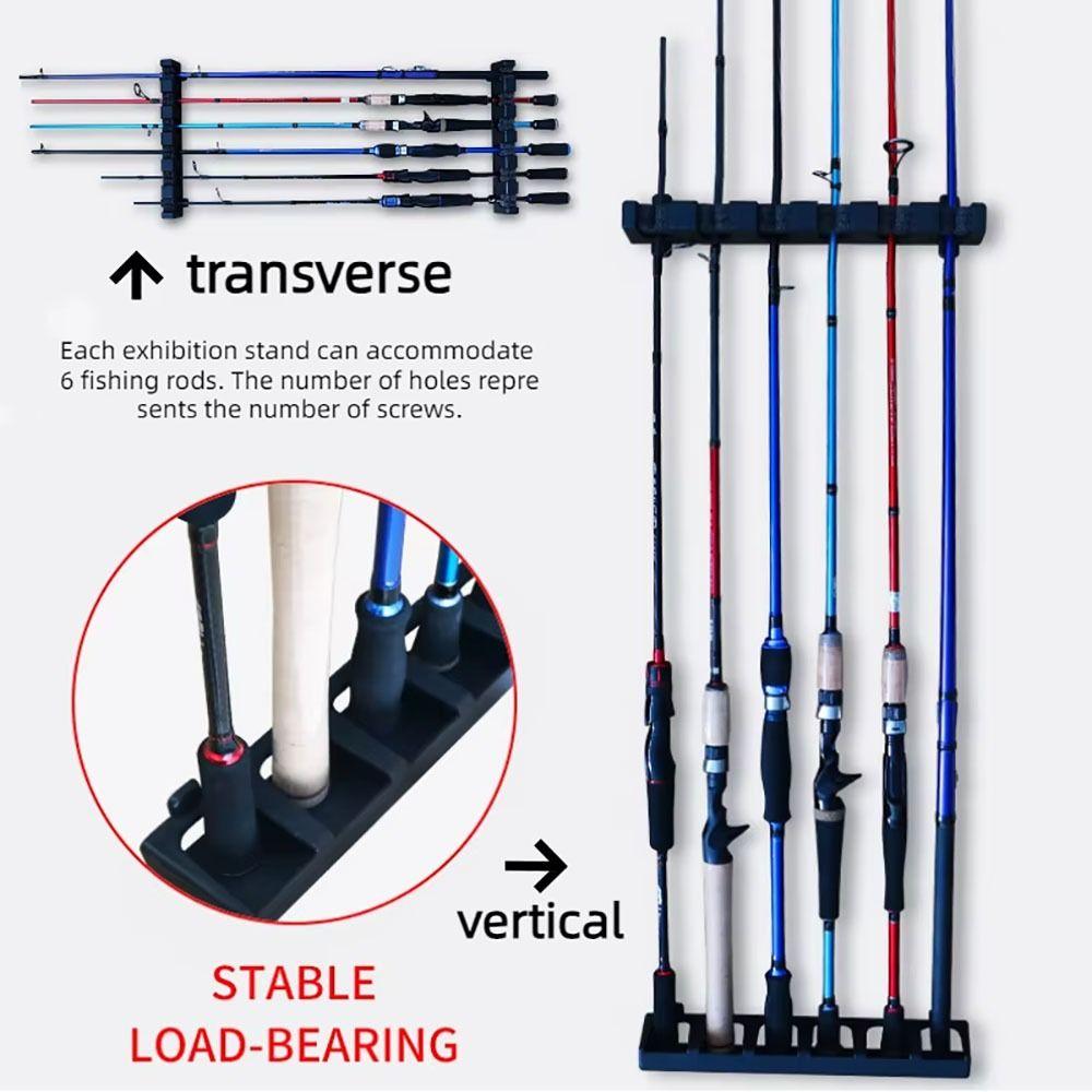 1Set Wall-mounted Fishing Rod Storage Rack 6 Holes Fishing Rod Stand Bracket  Fishing Accessory