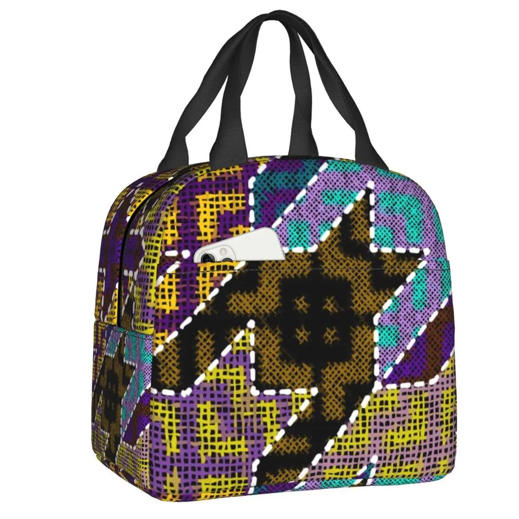 Hounds Tooth Style Houndstooth Insulated Lunch Bags for Work School Dogstooth Waterproof Thermal Cooler Lunch Box Women Kids