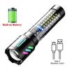 1800mAh Laser Lamp Beads LED Flashlight Type-C Charging Zoom Emergency Tactical Handheld Light Multi Functional Outdoor Hiking Camping