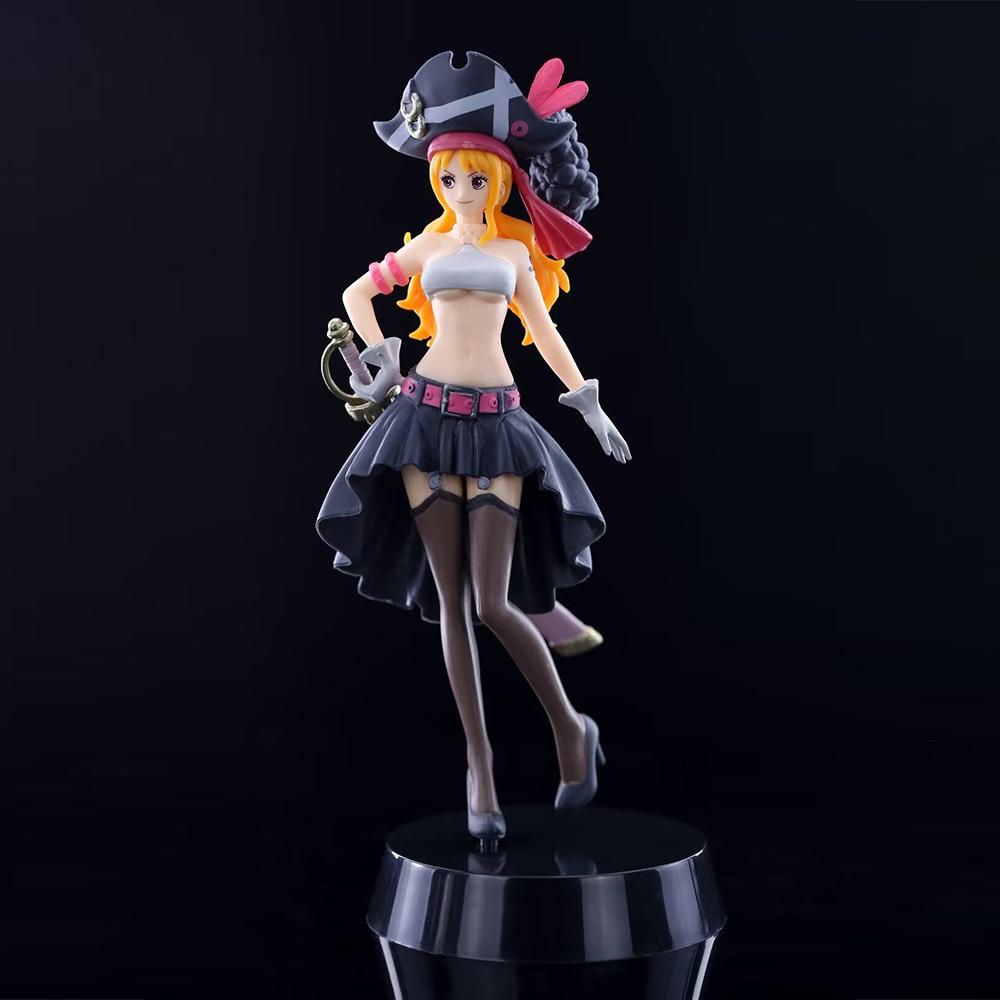 19.5CM Animation One Piece Nami Black Clothes Action Figure ONE PIECE FILM RED Dress Up Figurine POLYVINYL CHLORIDE Collector-Worthy Miniature