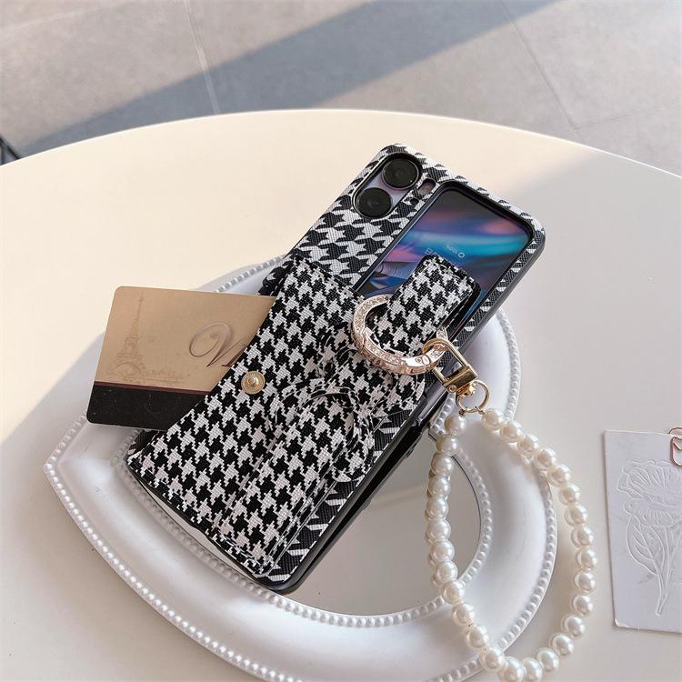 Applicable To OPPO Find N2Flip Thousand Birds Pattern Card Bag Mobile Phone Case X Flip Folding Pearl Bracelet Protective Case