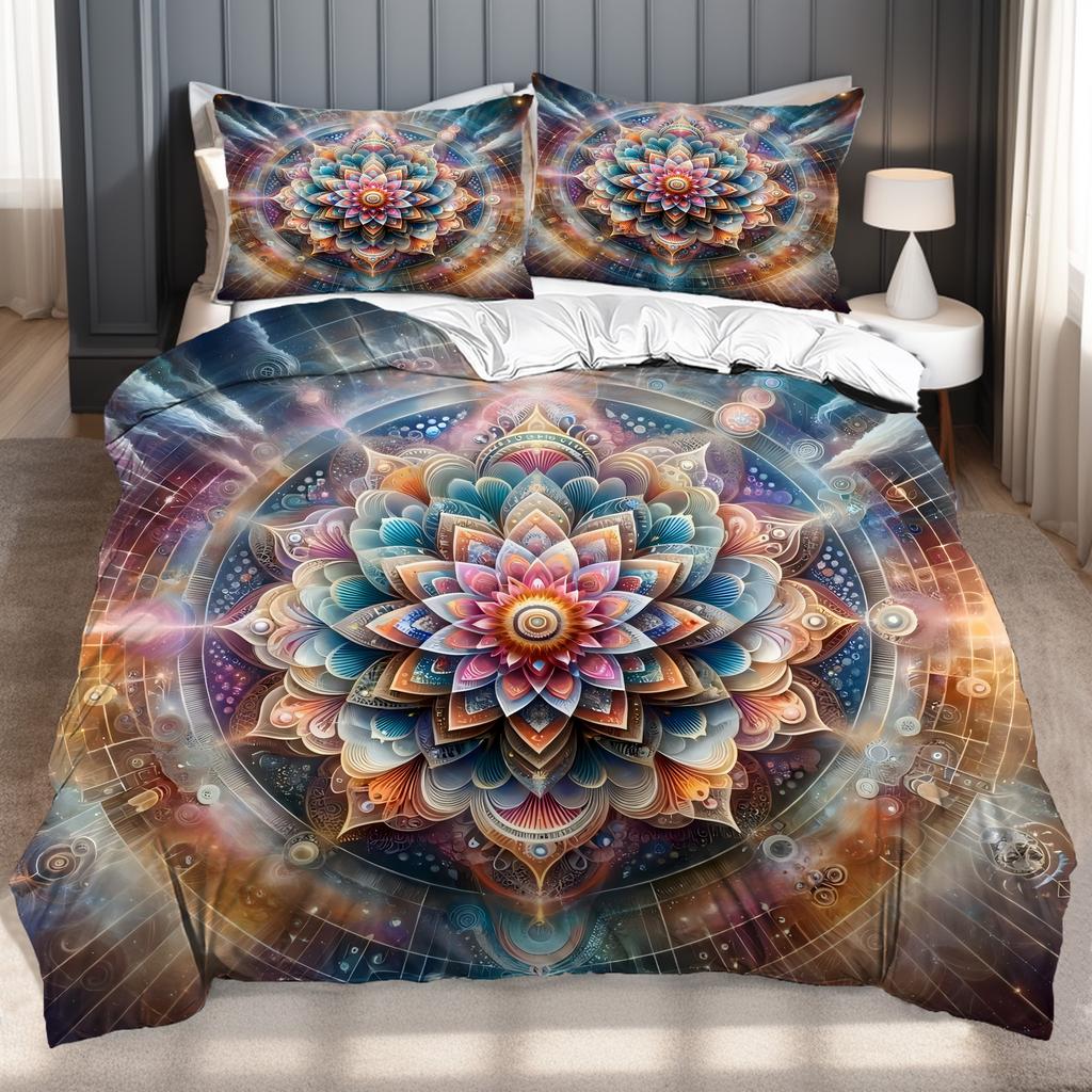 Comforter Mandala Flower Plants 3D Printed Bohemian Style Color Art Bedding Set For Kids Teens Adults