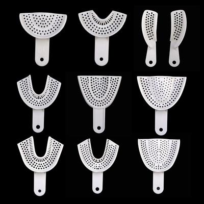 10 Pezzi Portaimpronte Dentali in Plastica Senza Rete Strumenti Dentista Portadenti Vassoio Materiale Laboratorio Odontoiatrico