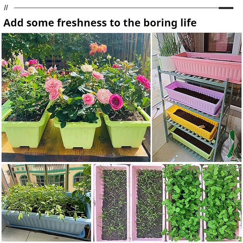 Rechteckiger langer Blumentopf aus verdicktem Kunststoff für den Innenhof, Balkon, Gemüseanbau, Gartenarbeit, Blumentopf, Großhandel