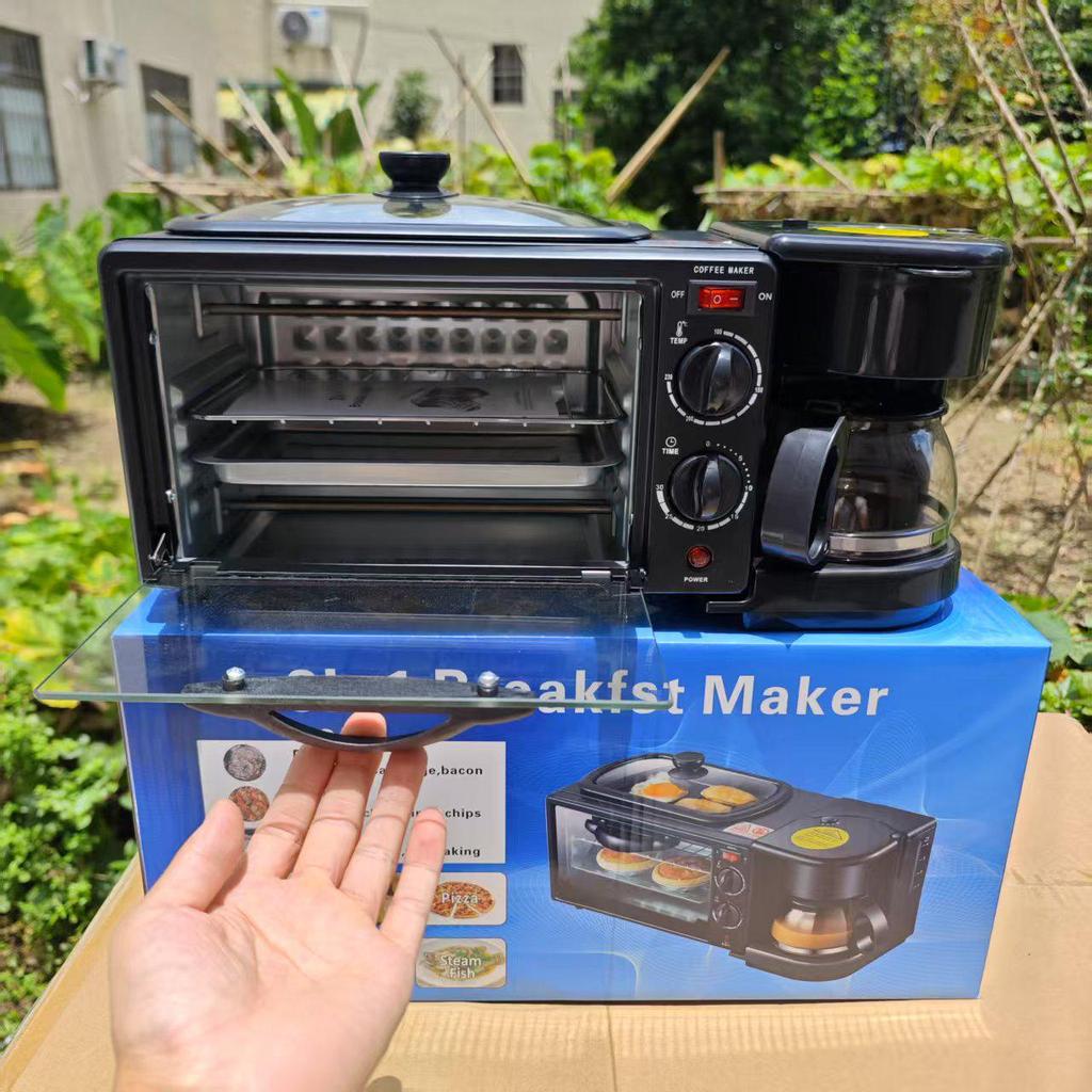 Multifunctional All-in-One Breakfast Maker: Coffee Machine, Toaster & Oven with Smart Timer