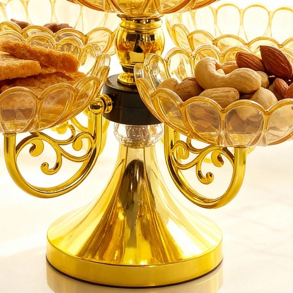 Elegant Rotating Snack Serving Tray Flower Shaped Fruit Plate Stand Home Decor