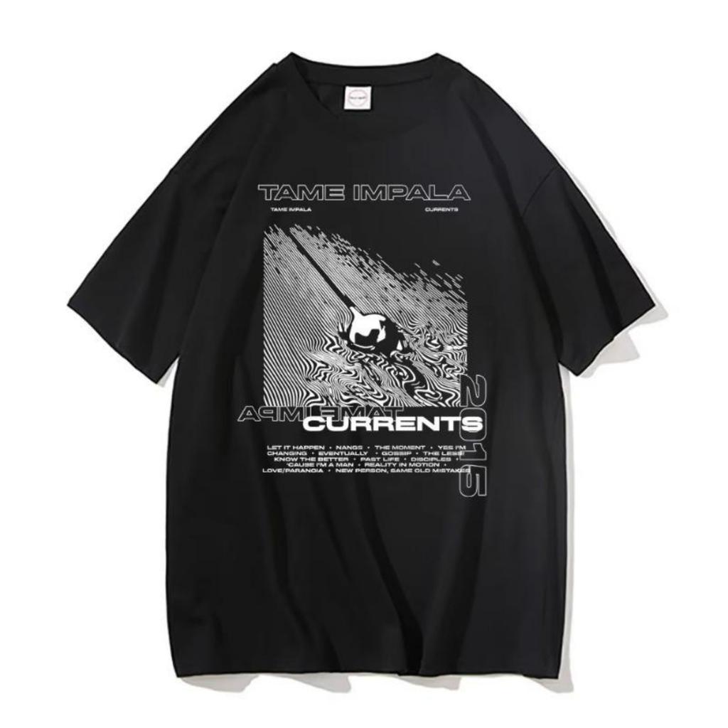 2025 T-shirt Tame Impala Currents Stylowe topy dla dojeżdżających do pracy Stylowe zabawne z krótkim rękawem Hip Hop Harajuku Casual Unisex Koszulki Lato