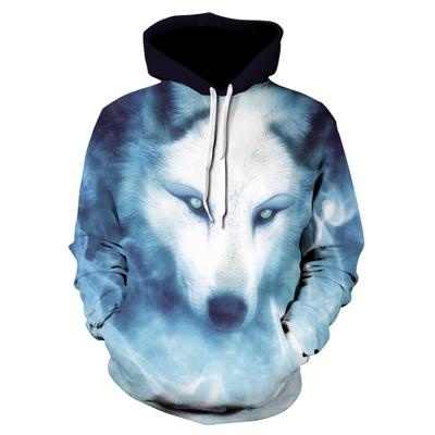 Jarné Jesenné Pánske Mikiny Hip Hop S Dlhým Rukávom 3D Zvieracia Kožušina-Potlač Vlka Pánska Mikina s Kapucňou Ležérne Streetwear Tepláková Súprava