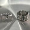 Schimmernder Sternenhimmel Neuer High-End Cooler Stil Partnerring Titanstahl Silber Breiter Stapelring