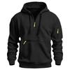 Men's Half Zip Hoodie with Decorative Pockets for Outdoor Sports and Casual Wear