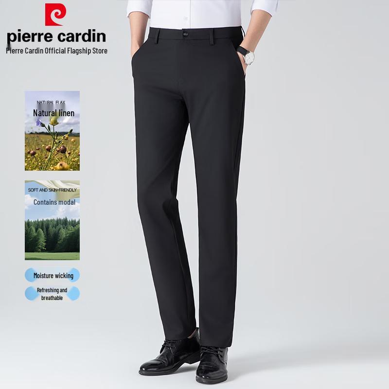 

Pierre Cardin Men s Linen Blend Modal Ice Silk Straight-Leg Trousers 40