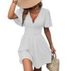European and American V-neck Women's Clothing Waist Dress, Beach, Seaside Vacation Wind, Beach Seaside