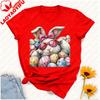 Cozy Easter Bunny Tshirt Watercolor Rabbit In Sunglasses Bow With Colorful Eggs Graphic Relaxed Playful Festive Casual Tshirt