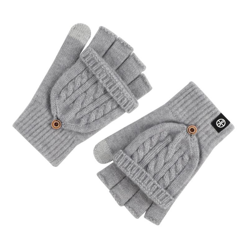 Winter Flip-top Dual-purpose Half-finger Gloves for Women, Cold-proof and Warm Student Gloves, Thickened and Velvet Bare-finger Gloves for Men