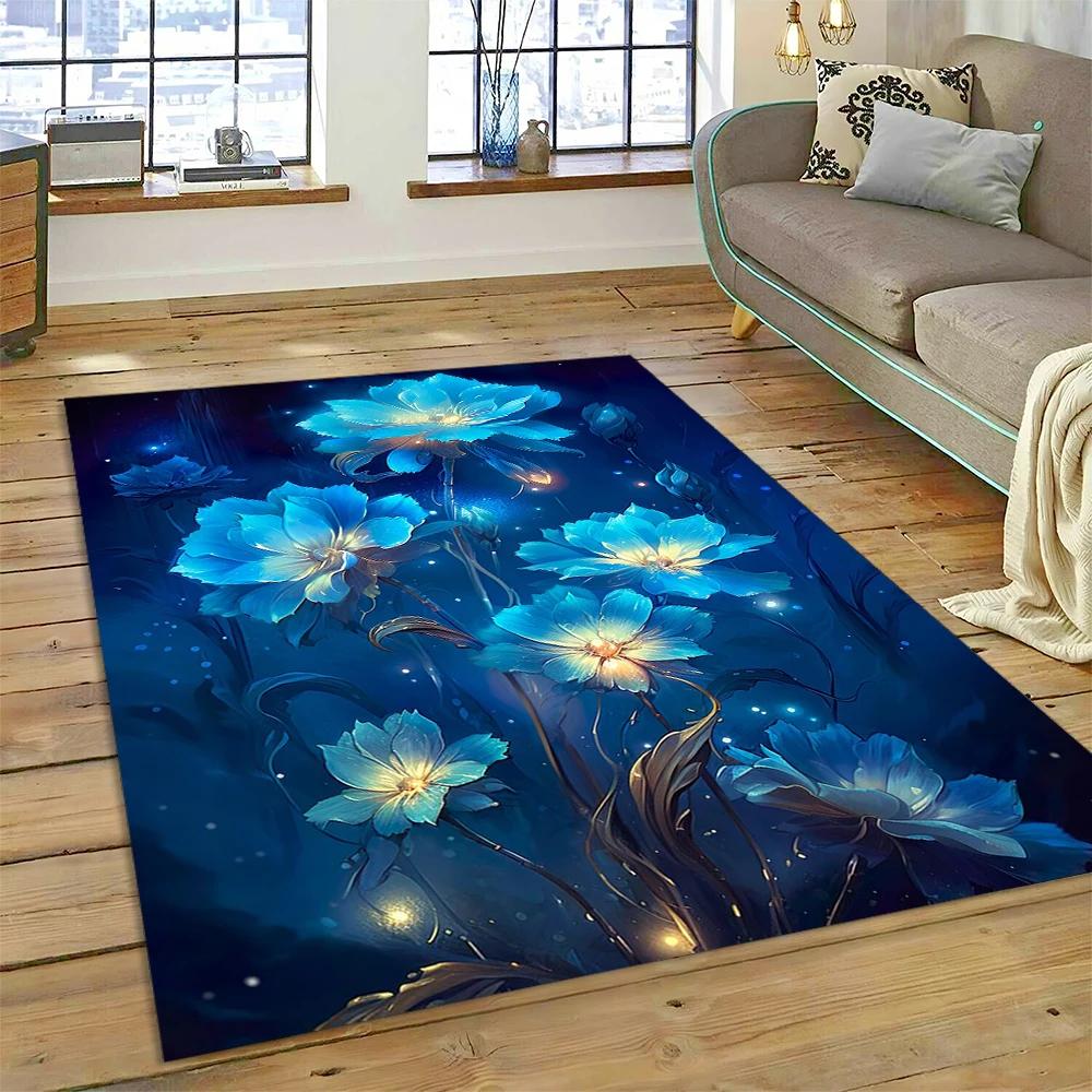 HD Pretty Flower Daisy Rose Chrysanthemum Carpet Rug for Home Living Room Bedroom Sofa Doormat Decor,Kids Area Rug Non-slip Mat