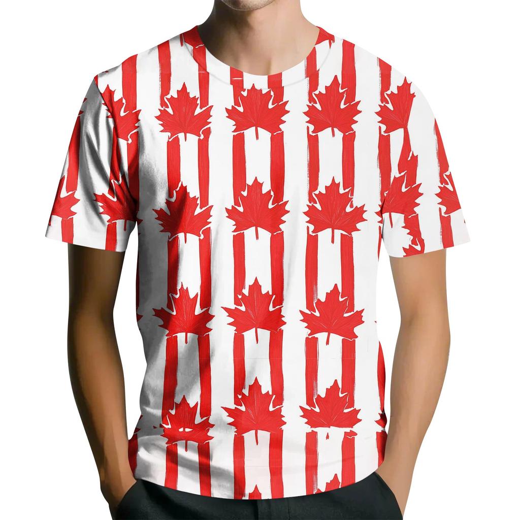 Men's Round Neck Casual Hawaiian Beach Printed Short Sleeve T-shirt Top