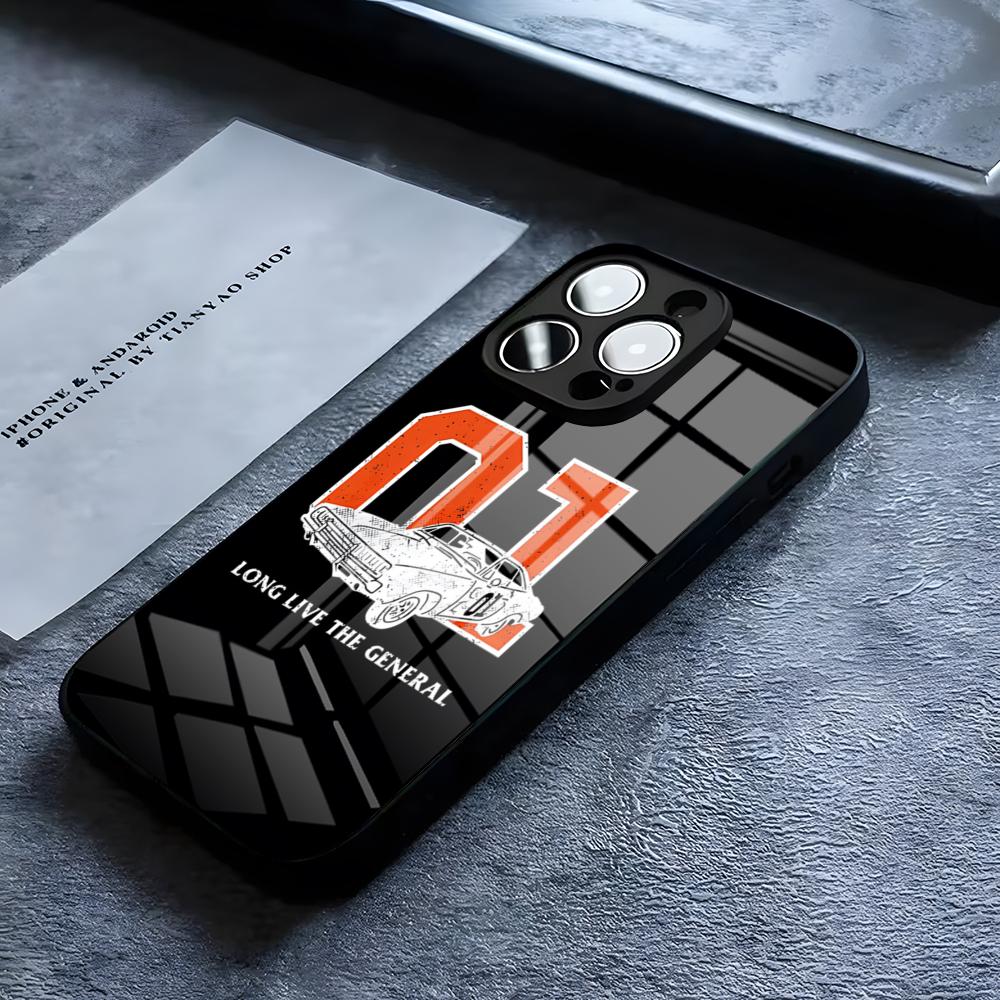 The General Lee Dukes Of Hazzard 01 Phone Case For IPhone 16 15 14 Pro 11 13 12 Mini XS XR Max 6 8 7 Plus SE Glass Cove