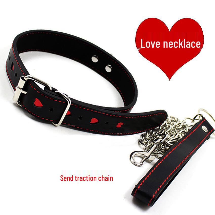 Unisex Erotic Love Heart Collar & Chain for Flirting