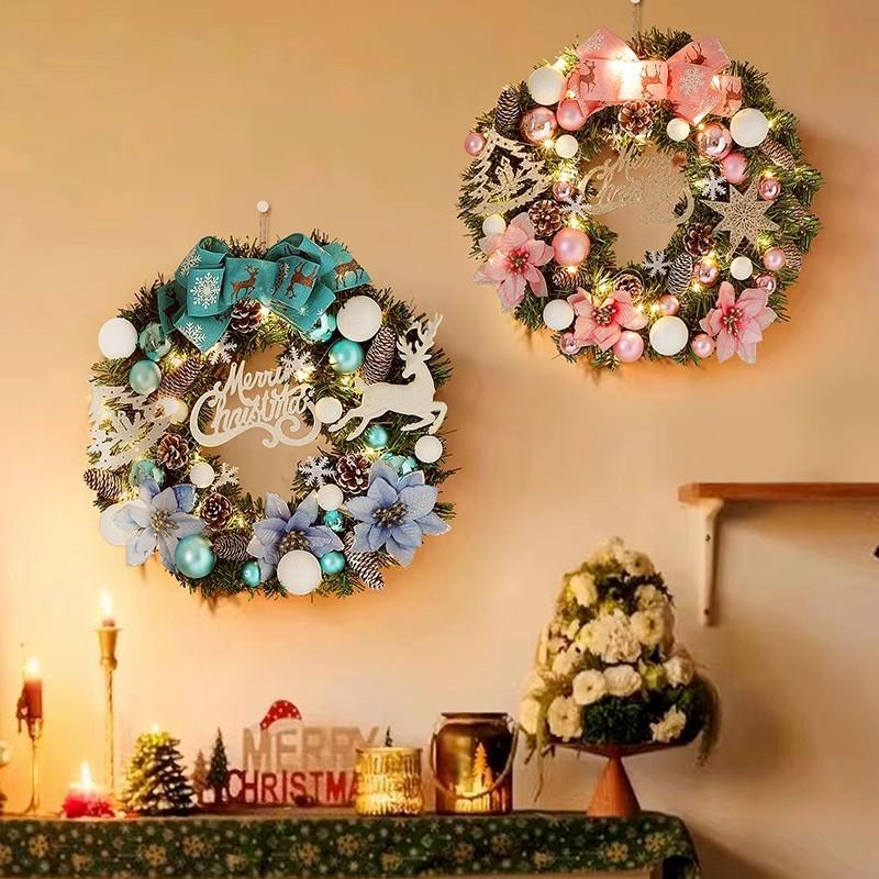 Garland Wreath Christmas Decorations Simulation Rattan Christmas Tree Hotel Shopping Scene Layout Door Area Hanging Wall Decoration Ornaments for B