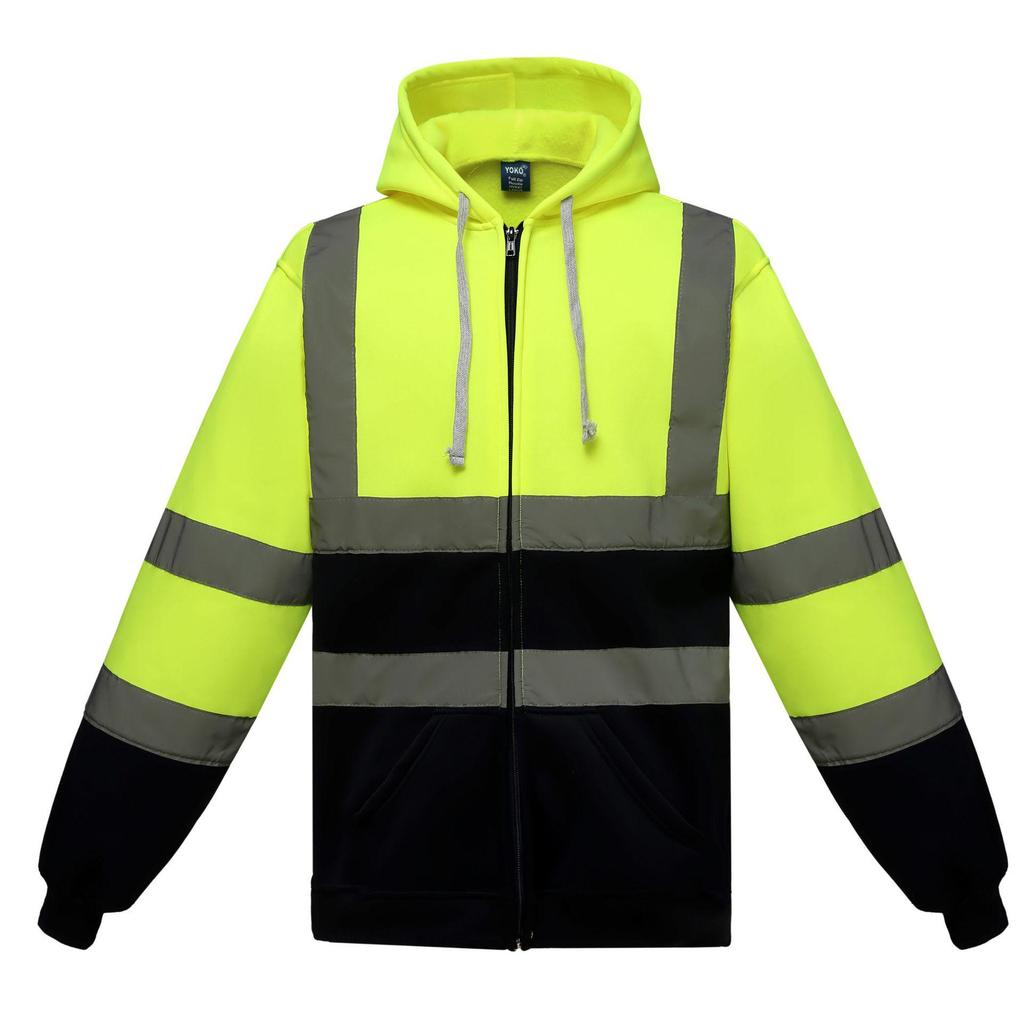 Reflective Hooded Zip-Up Outdoor Sports Fleece Jacket