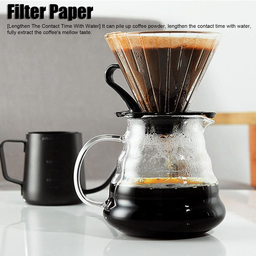 V60 Paper Coffee Filters, 100 Sheets, Disposable Coffee Drip Paper, Natural Wood Pulp Coffee Strainer Paper, for 2-4 Cups [V]