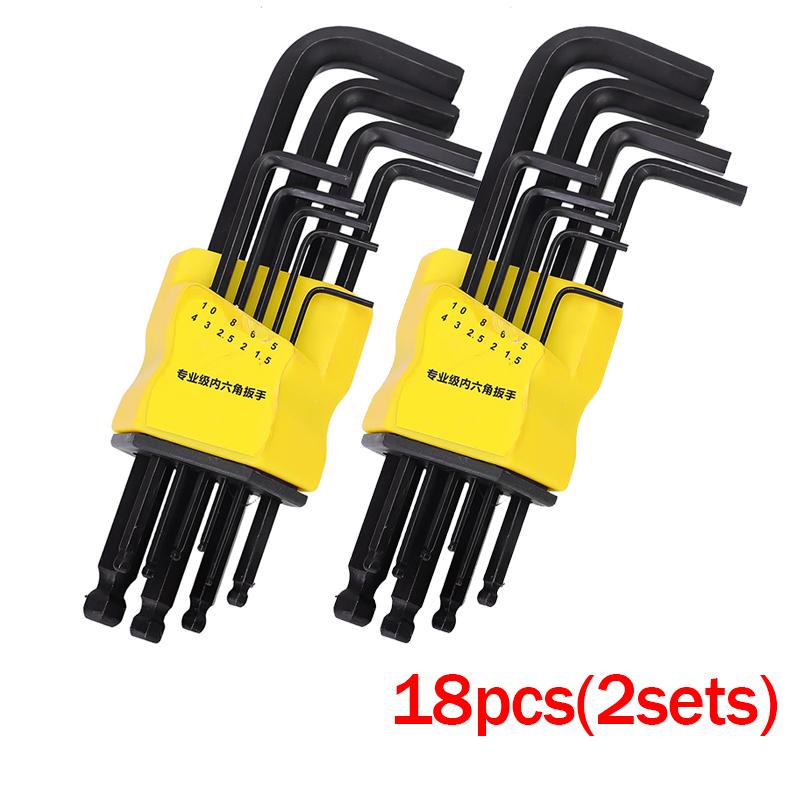 1.5/2/2.5/3/4/5/6/8/10mm Metric Ball End Hex Key Wrench Set L-Shape Long Arm Wrenches Hexagon Screwdriver Spanner with Holder