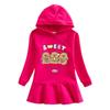 Spring & Autumn Ruffle Cartoon Rainbow Girls' Long Sleeve Hooded Sweatshirt Dress