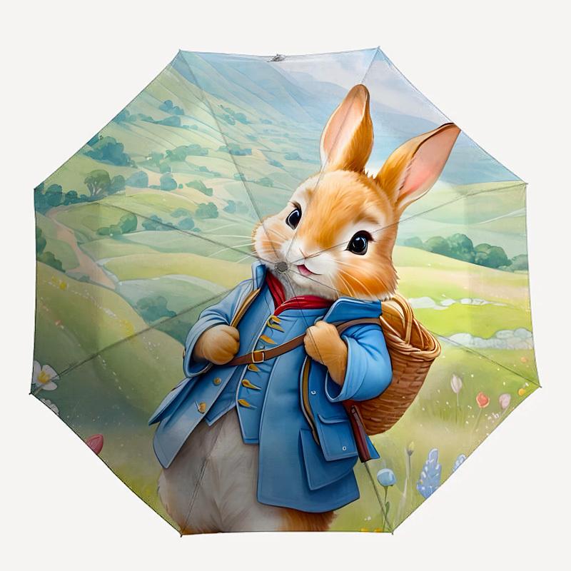 Rabbit, Countryside Automatic Opening and Closing, 8 rib Structure Portable Umbrella, Suitable for Men and Women in All Seasons Perfect Gif