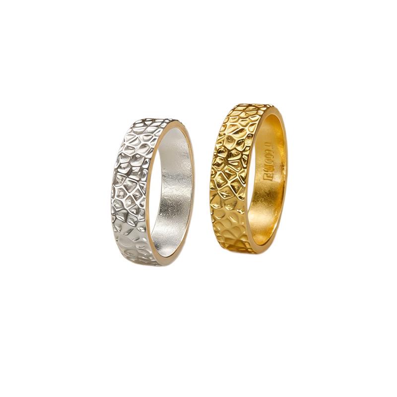Sterling Silver Retro Texture Couple's Rings - Light Luxury Band for Men & Women, Niche Design, Index Finger Matching Rings