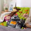 3D cartoon cute M-Masha and Bear blanket flannel home sofa bed bedroom warm portable children's gift picnic sleep soft blanket