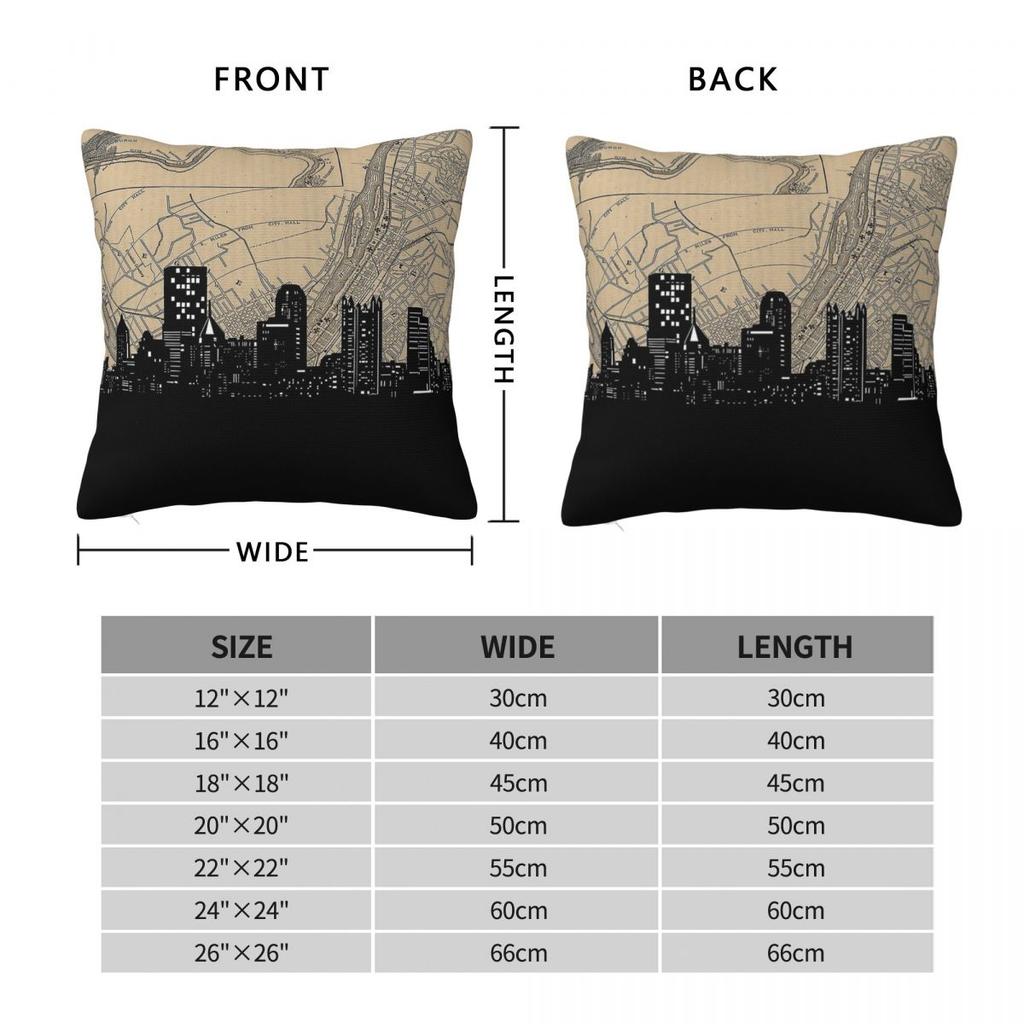 Pittsburgh Skyline Square Pillowcase Polyester Linen Velvet Creative Zip Decorative Car Cushion Case 45x45