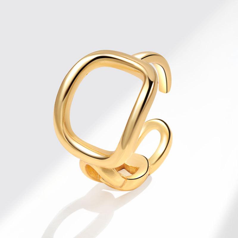 

Punk Irregular Twisted Chain Open Ring Fashionable Trendy Index Finger Ring For Women Personalized Accessory opening adjustable золотий