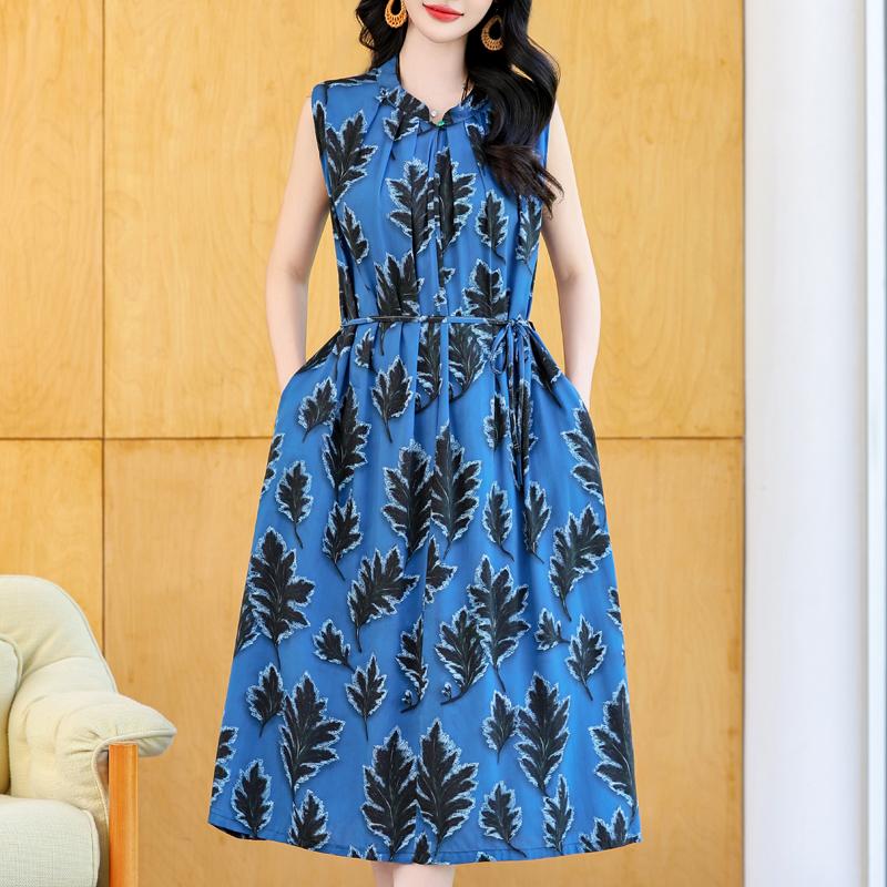 Women s Plus Size Sleeveless Floral Printed Midi Dress – Casual Summer Dress (XL-5XL) XL