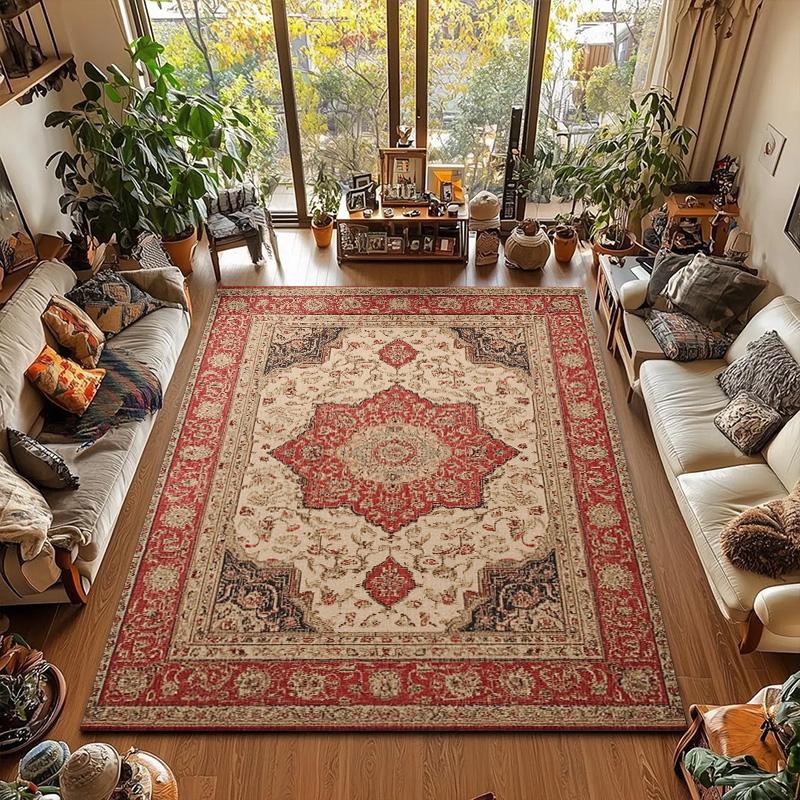 RAKKSFloral Pattern Persian-Style Area Rug, Anti-Slip Soft Comfort Versatile for Living Room, Bedroom, Dining & Multi-Area Use