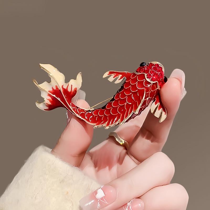 Exquisite Retro-Neujahrs-Karpfen-Brosche für festliche Pullover und Anzüge