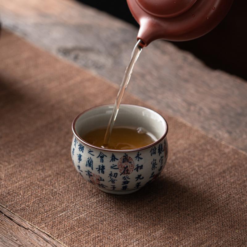 1 Pc Chinese Tradition Ceramic Tea Cup Handmade Blue and White Porcelain Teacup Household Portable Tea Bowl Tea Set Accessories