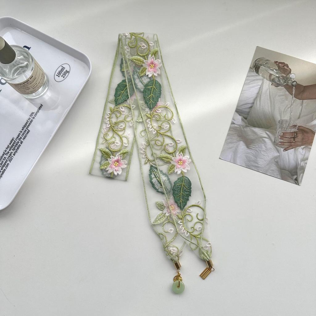 Lace Long Scarves Summer Ribbons Tied Bags Ribbons Women's Printed Scarves Sunscreen Scarves