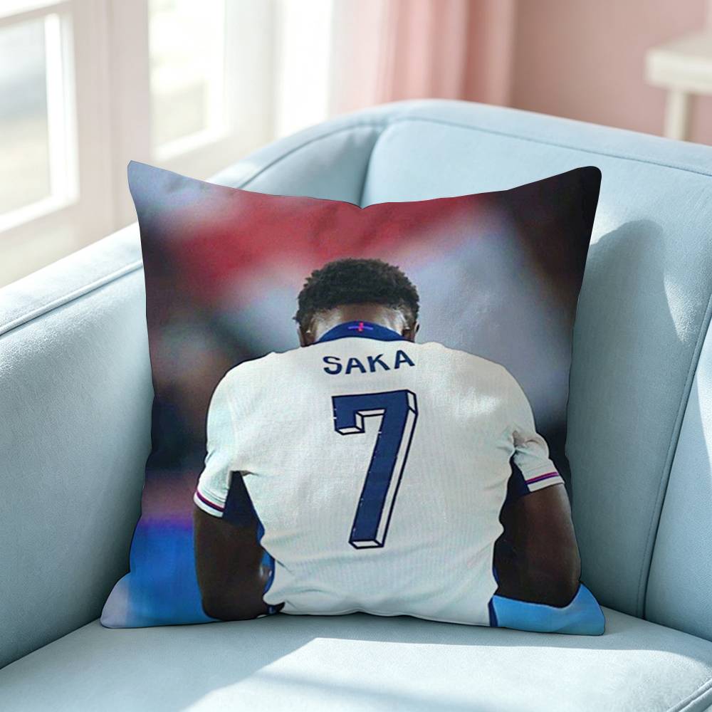 Football Star BBukayo Saka Pillow Case Square DoubleSided Sofa Cushion Cover Bedroom Bedside Pillow