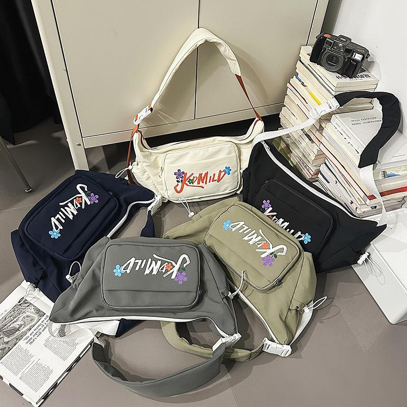 Japanese Ins Wind Messenger Bag Women's Fashion Letter Dumpling Bag Casual Large Capacity Boys Satchel Versatile Shoulder Bag