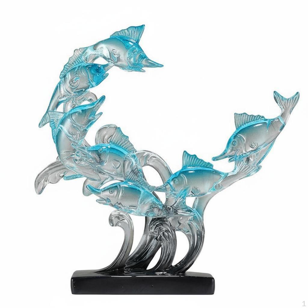 Resin Fish Ornament Light Elegant Design HalfMoon Art Piece Modern Aesthetic House Decoration