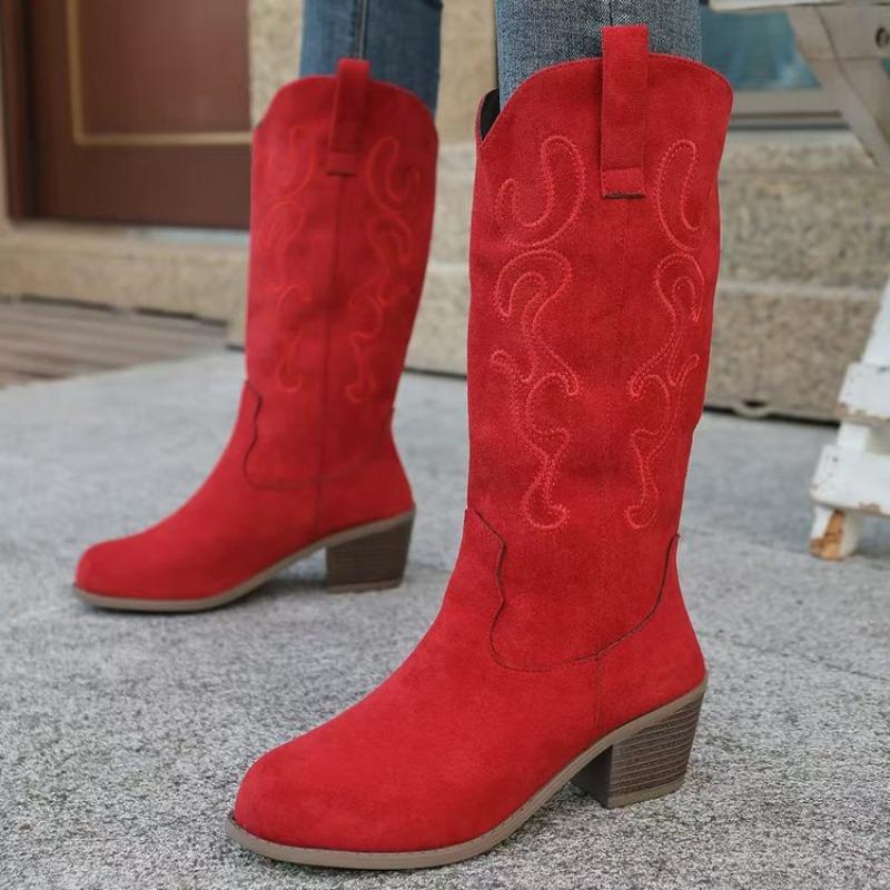 Plus-size Boots with Thick Heels, Retro Style, Anti-slip, Women's Shoes, High Boots