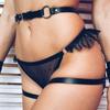 Sexy Lingerie Set Pu Leather Women Fetish Leg Harness Garter Belt Gothic Bow Underwear Bdsm Bandage Rave