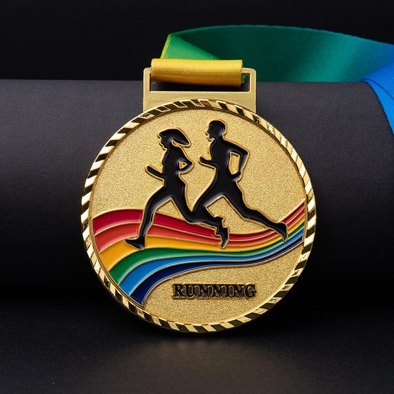 Running Runner Gold Medals Trophy Award With Neck Ribbons Express Medal Various Souvenir School Sports Prize Gift Custom Made