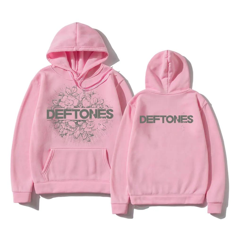 Rock Band Deftones Floral Burst Women Hoodies Double Side Printed Vintage Hoody Casual Hip Hop Tops Men's Oversized Sweatshirt