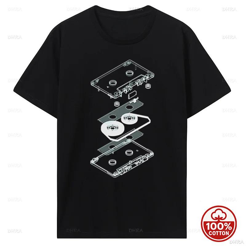 Funny Explosion Audio Cassette T Shirts Graphic Streetwear Retro Dj Mc Music Tape Player Cd Birthday Gifts Summer Loose Tshirt