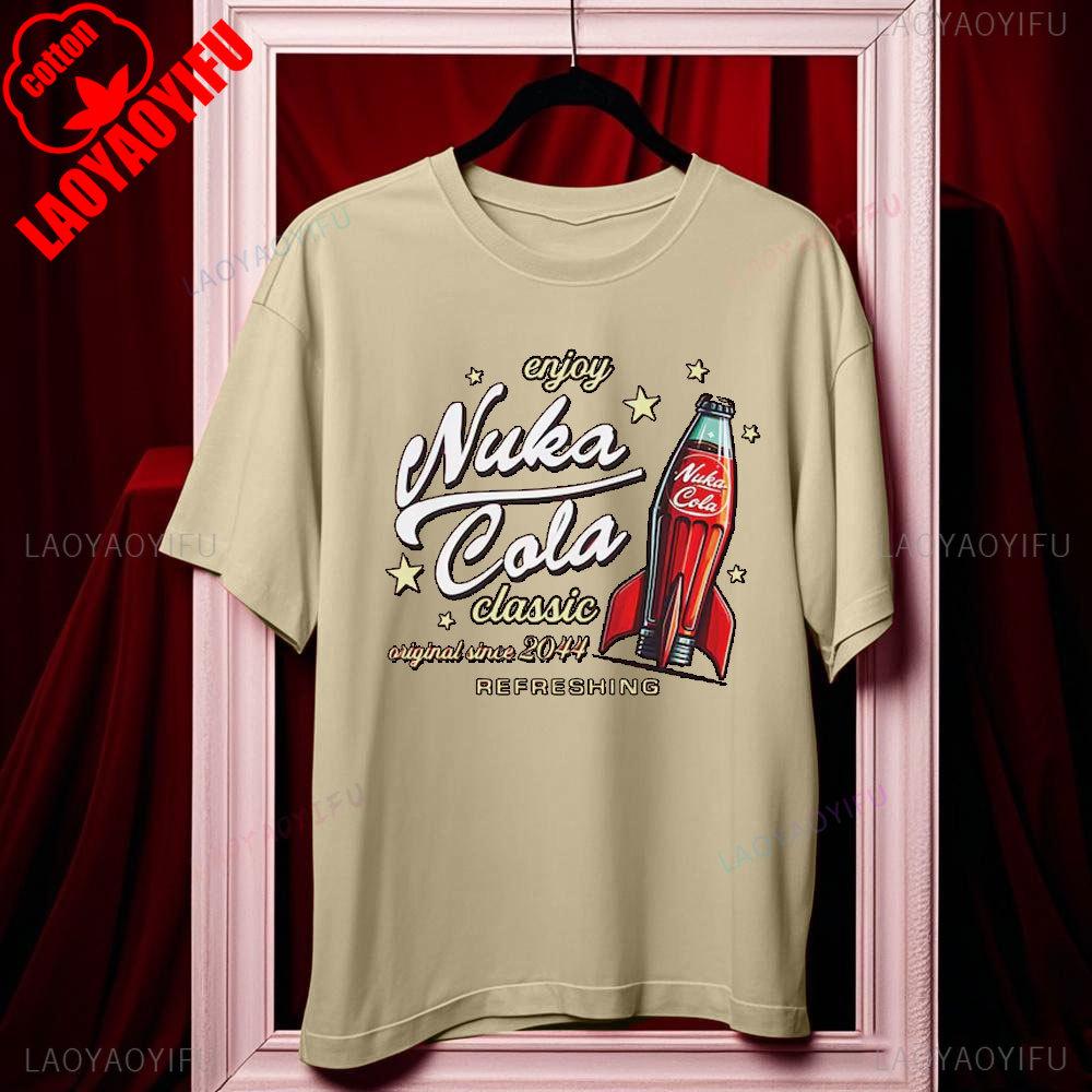 Nuka Cola Fallout Unisex Softstyle Cotton T-Shirt Funny Tshits Vintage Red T Shirt 2044 Tee Tops Fan Gift Ropa Hombre Harajuku